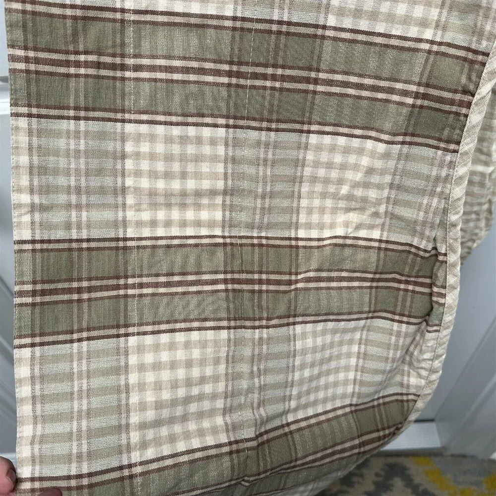 Waverly Valance Tan Sage Plaid Gingham Scalloped